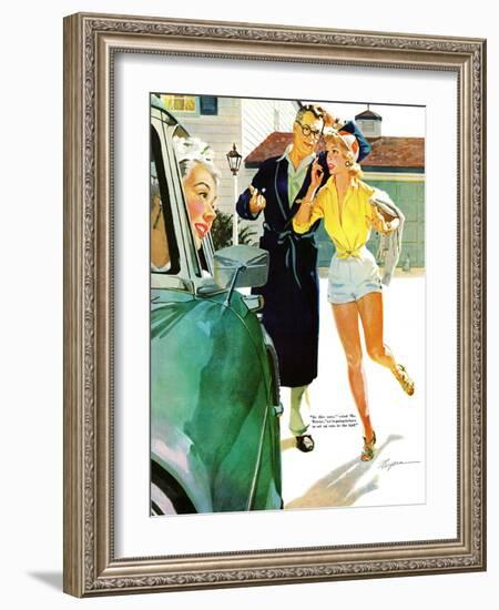 Caroline's Men - Saturday Evening Post "Leading Ladies", April 22, 1955 pg.26-Robert Meyers-Framed Giclee Print