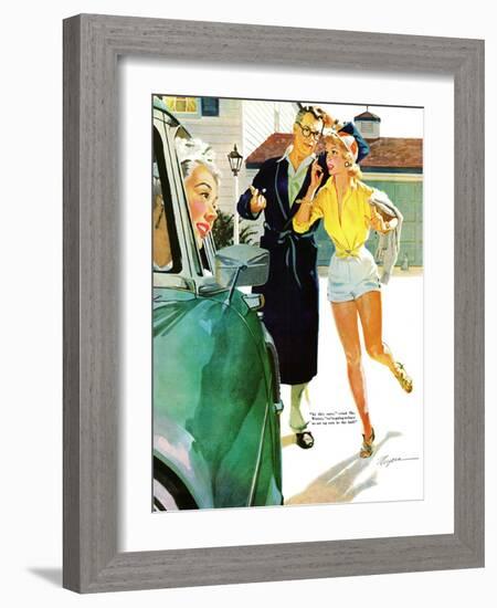 Caroline's Men - Saturday Evening Post "Leading Ladies", April 22, 1955 pg.26-Robert Meyers-Framed Giclee Print