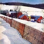 "Snowy Farm Scene," Country Gentleman Cover, February 1, 1949-Caroloa Rust-Framed Giclee Print