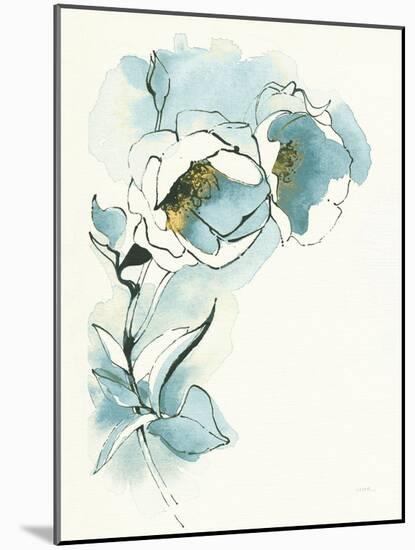Carols Roses II Cerulean-Shirley Novak-Mounted Art Print
