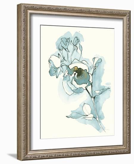 Carols  Roses IV Cerulean-Shirley Novak-Framed Art Print