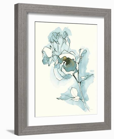 Carols  Roses IV Cerulean-Shirley Novak-Framed Art Print