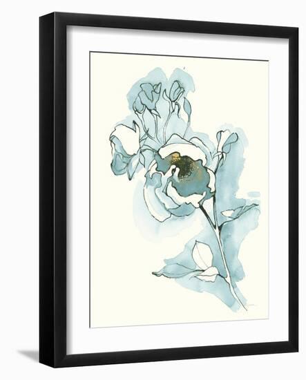 Carols  Roses IV Cerulean-Shirley Novak-Framed Art Print