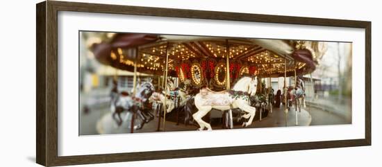 Carousel Horses in Amusement Park, Seattle Center, Queen Anne Hill, Seattle, Washington State, USA-null-Framed Photographic Print
