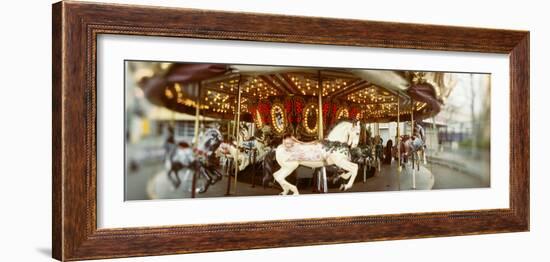 Carousel Horses in Amusement Park, Seattle Center, Queen Anne Hill, Seattle, Washington State, USA-null-Framed Photographic Print