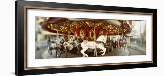 Carousel Horses in Amusement Park, Seattle Center, Queen Anne Hill, Seattle, Washington State, USA-null-Framed Photographic Print