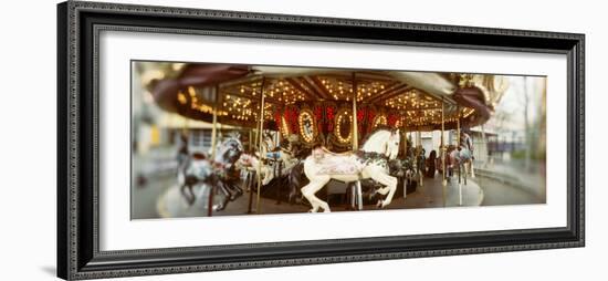 Carousel Horses in Amusement Park, Seattle Center, Queen Anne Hill, Seattle, Washington State, USA-null-Framed Photographic Print