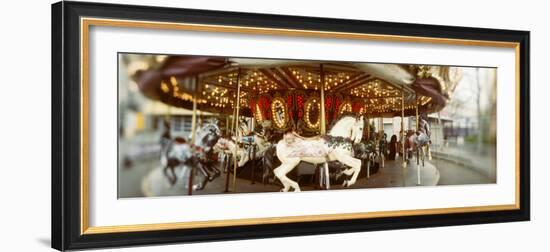 Carousel Horses in Amusement Park, Seattle Center, Queen Anne Hill, Seattle, Washington State, USA-null-Framed Photographic Print