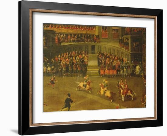 Carousel in the Courtyard of the Palais Du Belvedere (Oil on Canvas)-Italian School-Framed Giclee Print
