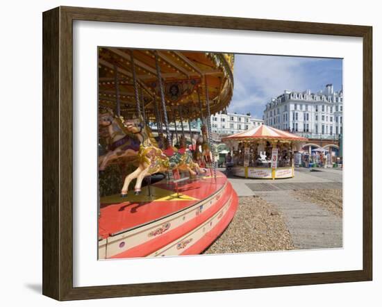 Carousel on Brighton Beach, Brighton, Sussex, England, United Kingdom-Ethel Davies-Framed Photographic Print