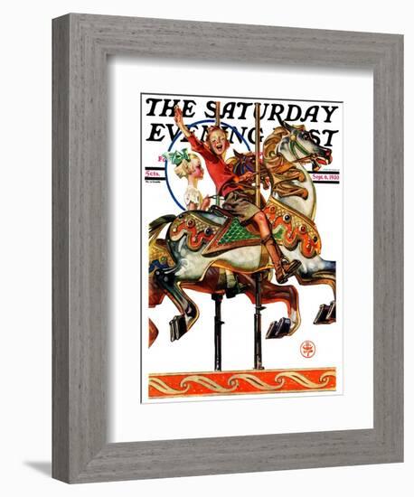 "Carousel Ride," Saturday Evening Post Cover, September 6, 1930-Joseph Christian Leyendecker-Framed Giclee Print