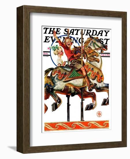 "Carousel Ride," Saturday Evening Post Cover, September 6, 1930-Joseph Christian Leyendecker-Framed Giclee Print