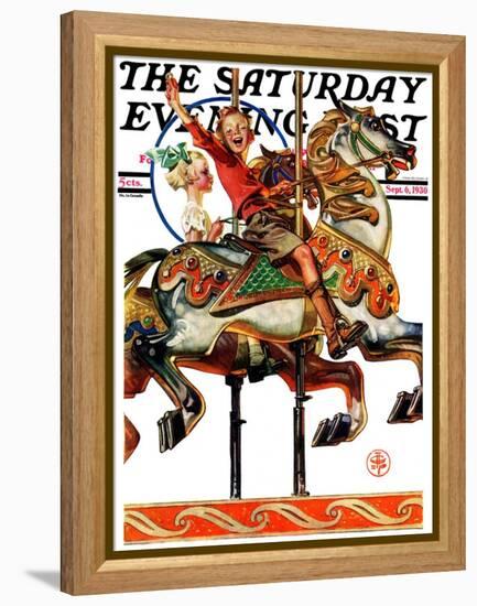 "Carousel Ride," Saturday Evening Post Cover, September 6, 1930-Joseph Christian Leyendecker-Framed Premier Image Canvas