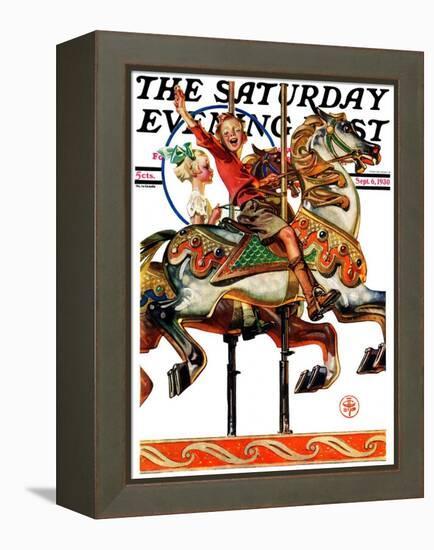 "Carousel Ride," Saturday Evening Post Cover, September 6, 1930-Joseph Christian Leyendecker-Framed Premier Image Canvas