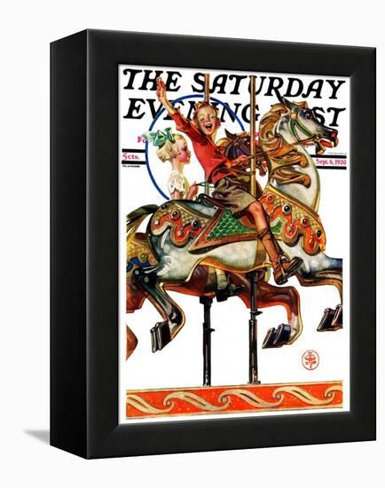 "Carousel Ride," Saturday Evening Post Cover, September 6, 1930-Joseph Christian Leyendecker-Framed Premier Image Canvas