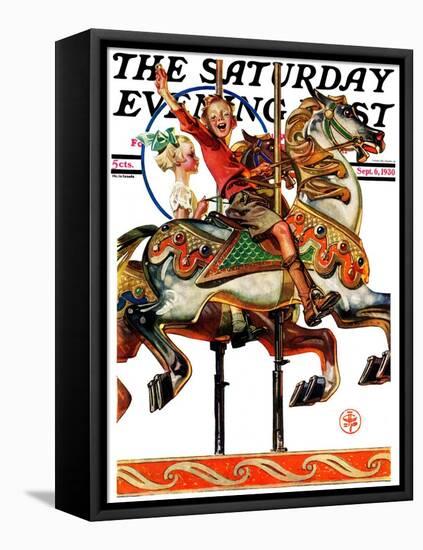 "Carousel Ride," Saturday Evening Post Cover, September 6, 1930-Joseph Christian Leyendecker-Framed Premier Image Canvas