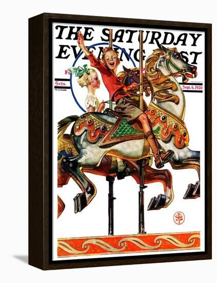 "Carousel Ride," Saturday Evening Post Cover, September 6, 1930-Joseph Christian Leyendecker-Framed Premier Image Canvas