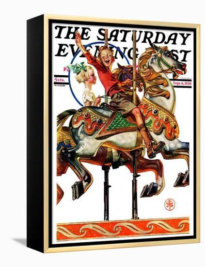 "Carousel Ride," Saturday Evening Post Cover, September 6, 1930-Joseph Christian Leyendecker-Framed Premier Image Canvas