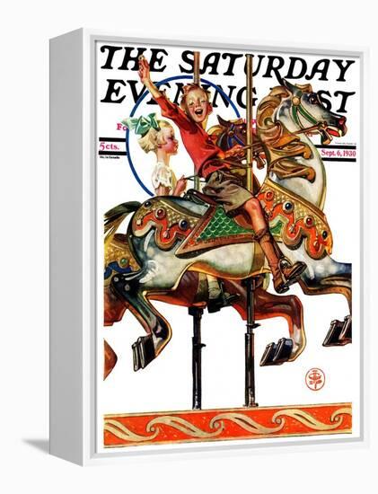 "Carousel Ride," Saturday Evening Post Cover, September 6, 1930-Joseph Christian Leyendecker-Framed Premier Image Canvas