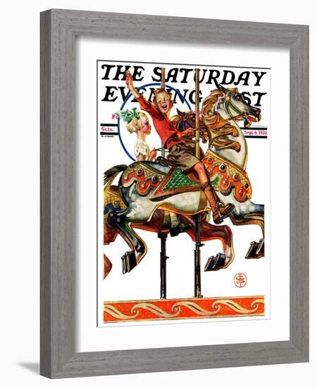 "Carousel Ride," Saturday Evening Post Cover, September 6, 1930-Joseph Christian Leyendecker-Framed Giclee Print