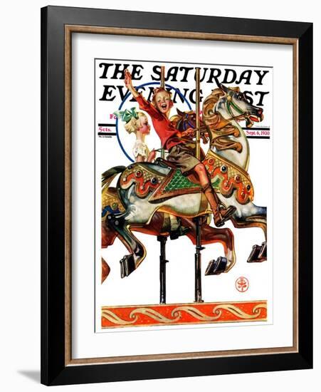 "Carousel Ride," Saturday Evening Post Cover, September 6, 1930-Joseph Christian Leyendecker-Framed Giclee Print