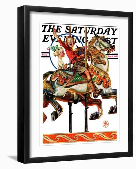 "Carousel Ride," Saturday Evening Post Cover, September 6, 1930-Joseph Christian Leyendecker-Framed Giclee Print