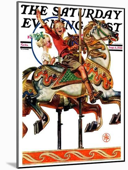 "Carousel Ride," Saturday Evening Post Cover, September 6, 1930-Joseph Christian Leyendecker-Mounted Giclee Print