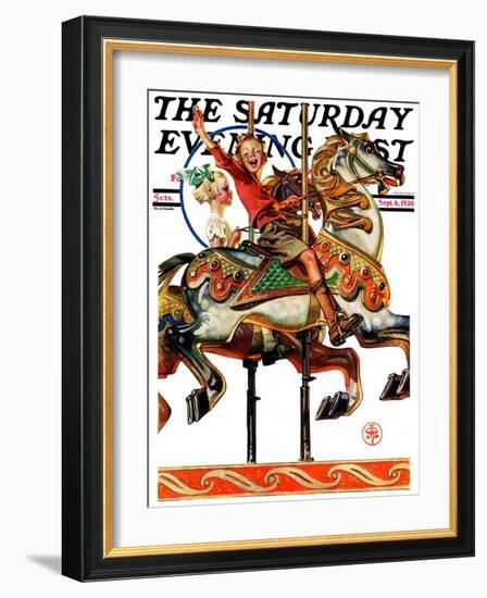 "Carousel Ride," Saturday Evening Post Cover, September 6, 1930-Joseph Christian Leyendecker-Framed Giclee Print