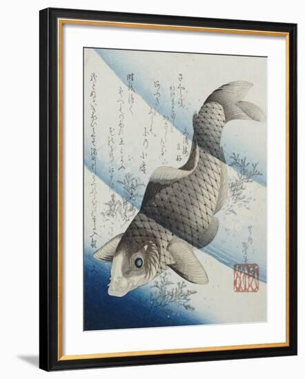 Carp Among Aquatic Leaves-Katsushika Taito II-Framed Giclee Print