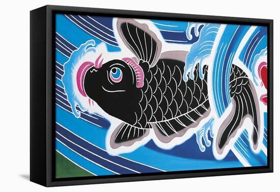 Carp Going Up Current-null-Framed Premier Image Canvas