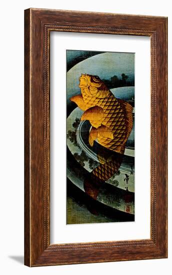 Carp Leaping in a Pool-Katsushika Taito II-Framed Art Print