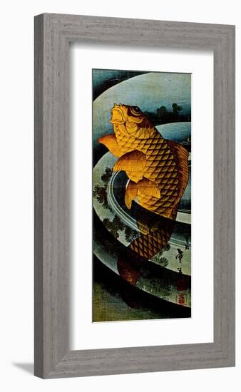 Carp Leaping in a Pool-Katsushika Taito II-Framed Art Print