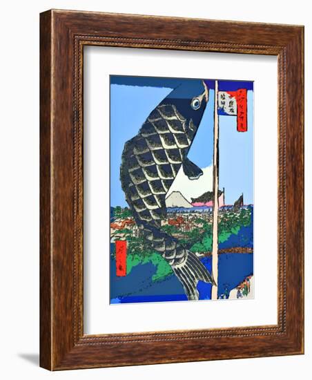 Carp Streamers at Suidobashi-Surugadai-Ando Hiroshige-Framed Giclee Print