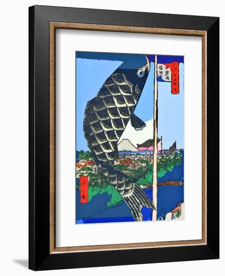 Carp Streamers at Suidobashi-Surugadai-Ando Hiroshige-Framed Giclee Print