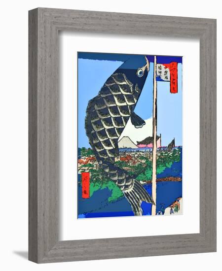 Carp Streamers at Suidobashi-Surugadai-Ando Hiroshige-Framed Giclee Print