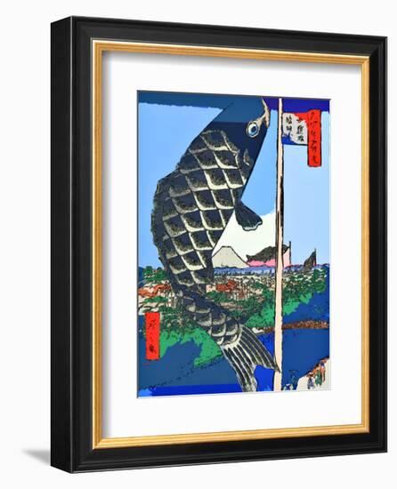 Carp Streamers at Suidobashi-Surugadai-Ando Hiroshige-Framed Giclee Print