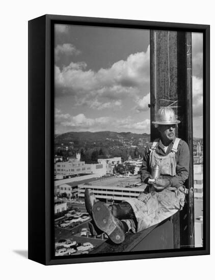 Carpenter Chuck Haines Relaxing on Sixth Story I Beam, Lunching on a Ham and Cheese Sandwich-Alfred Eisenstaedt-Framed Premier Image Canvas