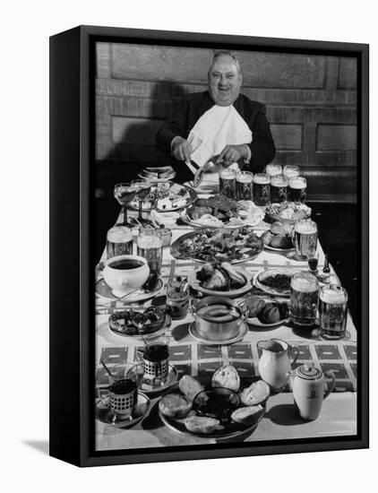 Carpenter George Boehler Eating Each of His Six Meals a Day-Frank Scherschel-Framed Premier Image Canvas