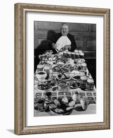 Carpenter George Boehler Eating Each of His Six Meals a Day-Frank Scherschel-Framed Photographic Print