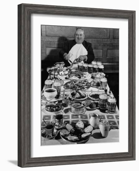 Carpenter George Boehler Eating Each of His Six Meals a Day-Frank Scherschel-Framed Photographic Print