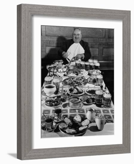 Carpenter George Boehler Eating Each of His Six Meals a Day-Frank Scherschel-Framed Photographic Print