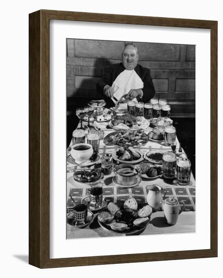 Carpenter George Boehler Eating Each of His Six Meals a Day-Frank Scherschel-Framed Photographic Print