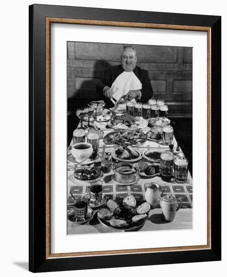 Carpenter George Boehler Eating Each of His Six Meals a Day-Frank Scherschel-Framed Photographic Print