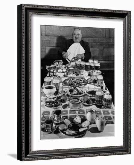 Carpenter George Boehler Eating Each of His Six Meals a Day-Frank Scherschel-Framed Photographic Print