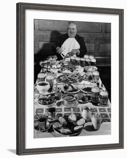 Carpenter George Boehler Eating Each of His Six Meals a Day-Frank Scherschel-Framed Photographic Print