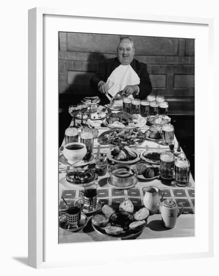 Carpenter George Boehler Eating Each of His Six Meals a Day-Frank Scherschel-Framed Photographic Print