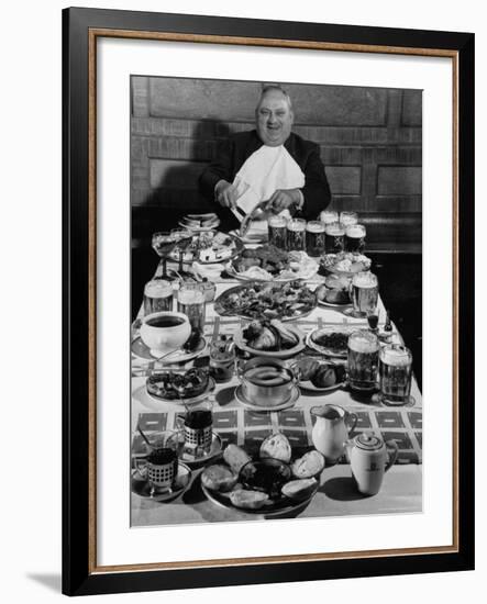 Carpenter George Boehler Eating Each of His Six Meals a Day-Frank Scherschel-Framed Photographic Print