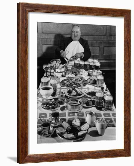 Carpenter George Boehler Eating Each of His Six Meals a Day-Frank Scherschel-Framed Photographic Print