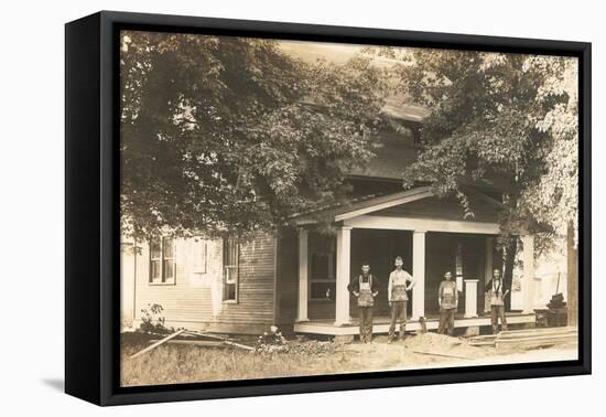 Carpenters in Front of House-null-Framed Stretched Canvas