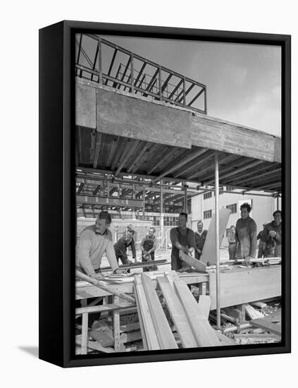 Carpenters on a Building Site, Gainsborough, Lincolnshire, 1960-Michael Walters-Framed Premier Image Canvas